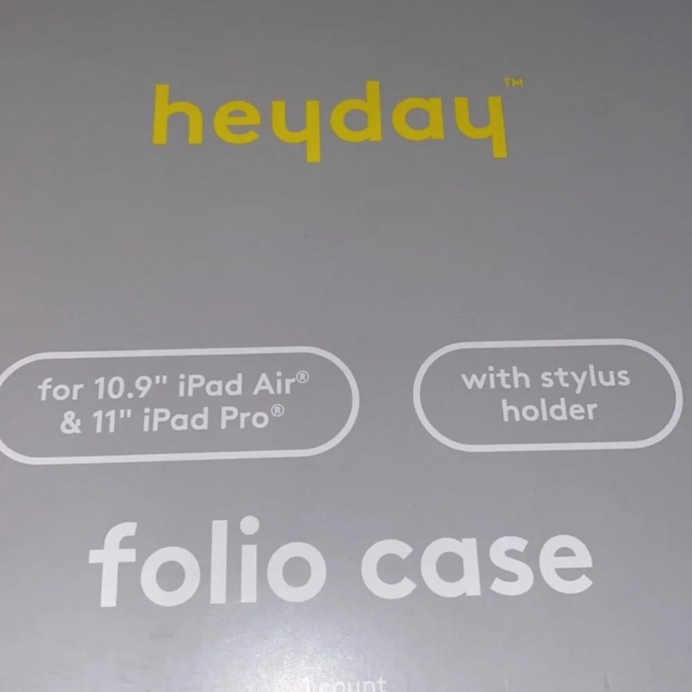 Heyday 10.9” iPad Air & iPad Pro 11” tablet case w/ stylus holder black New